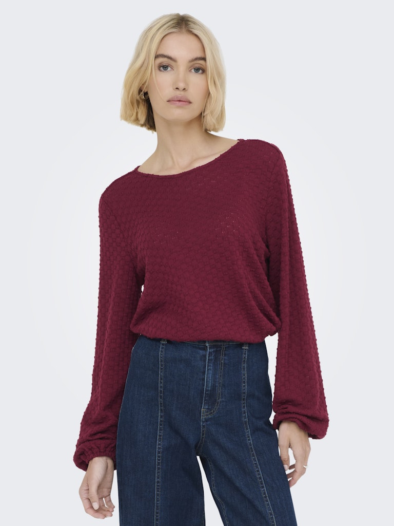 Onlbelle Life L/s Top Jrs - Wijnrood
