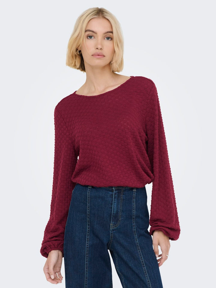 Onlbelle Life L/s Top Jrs - Wijnrood