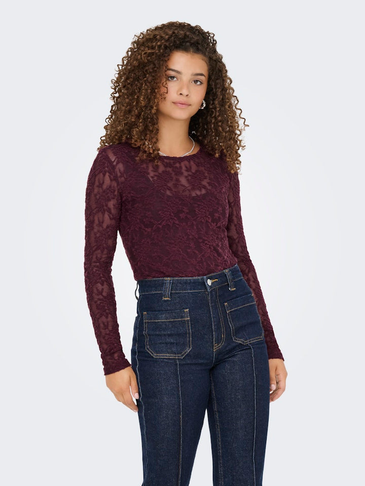 Onlblaise L/s Top Jrs - Bordeaux