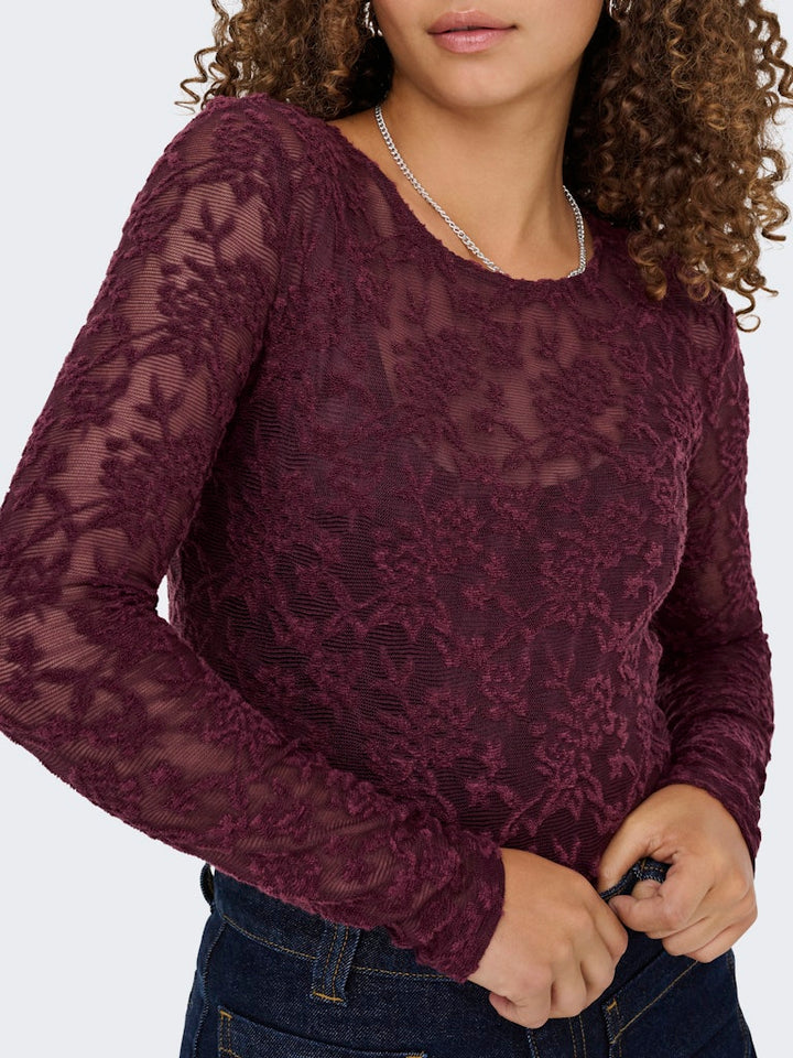 Onlblaise L/s Top Jrs - Bordeaux