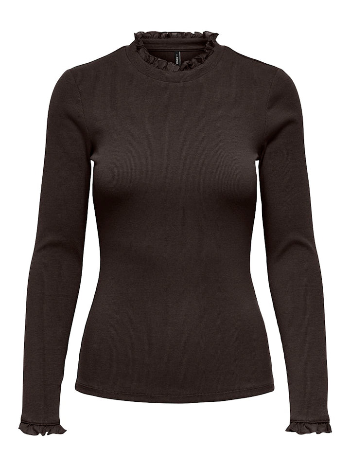 Onlleslie L/s Lace Mix Top Jrs Noos - Bruin