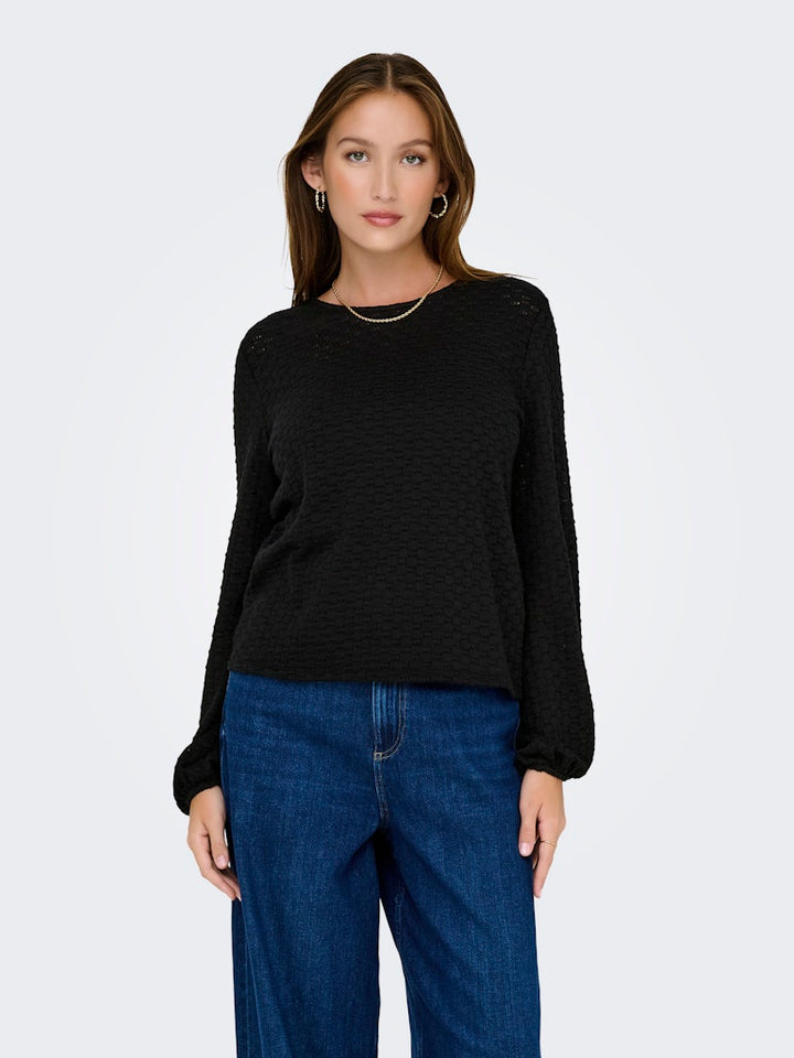 Onlbelle Life L/s Top Jrs - Zwart