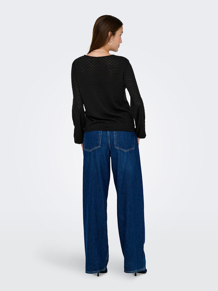 Onlbelle Life L/s Top Jrs - Zwart