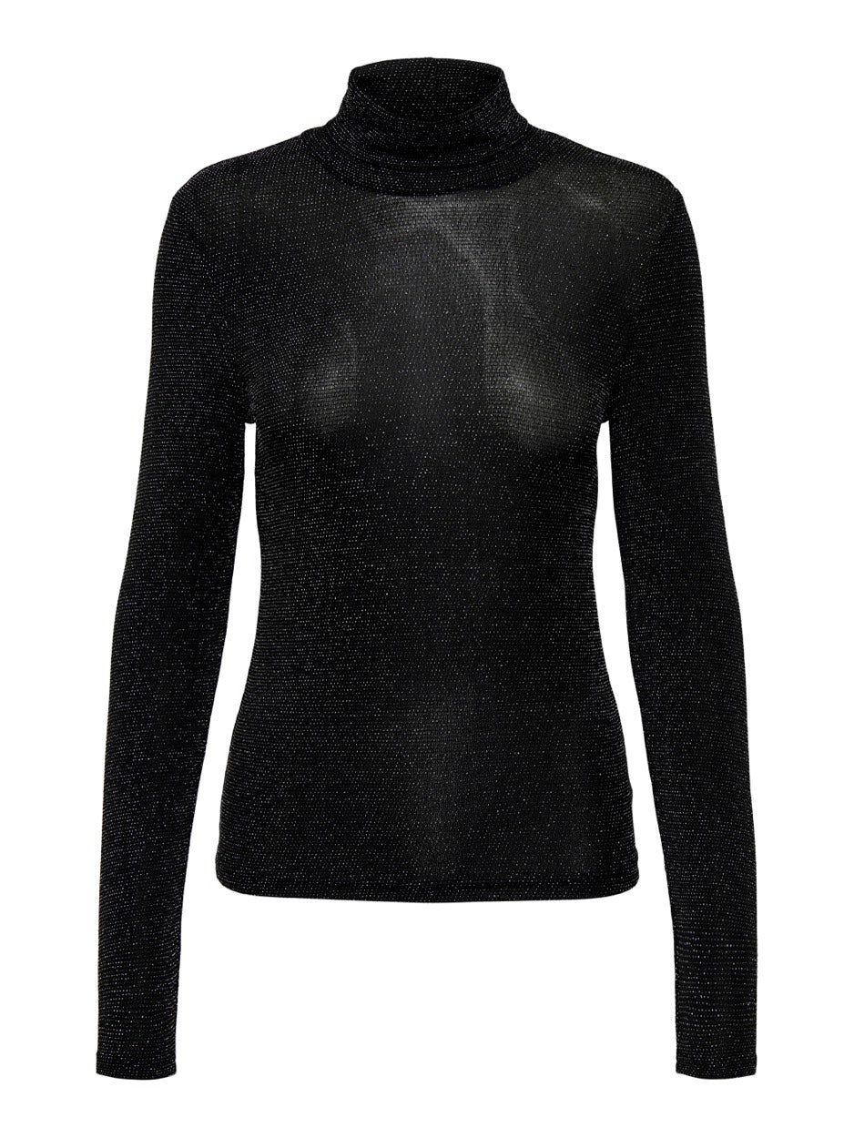 Onlclara L/s Rollneck Jrs - Zwart Dessin