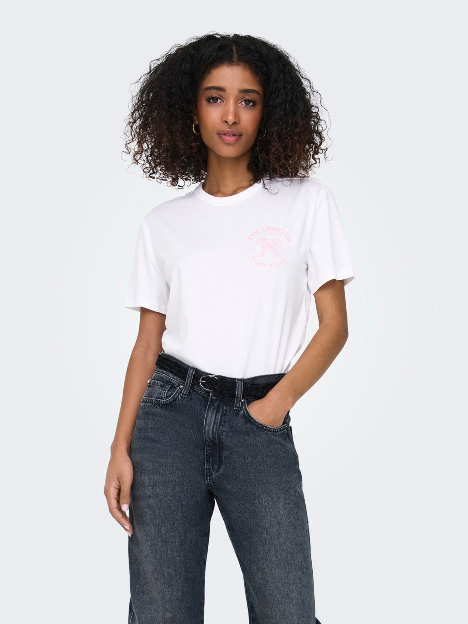 Onldina Life S/s Club Top Box Jrs - Wit