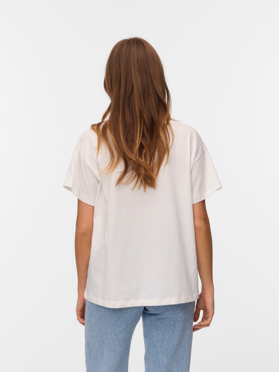 Vmdina S/s Boat Neck Top Jrs Btq Ga - Off-white