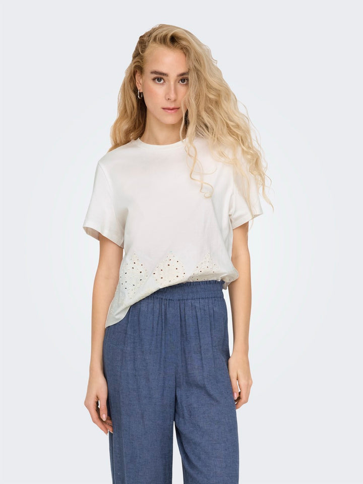 Jdycif Ss Broderie Anglaise Top - Off-white