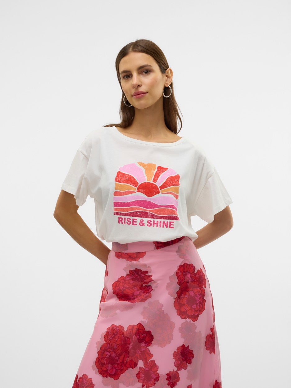 Vmdina S/s Boat Neck Top Jrs Btq Ga - Off-white