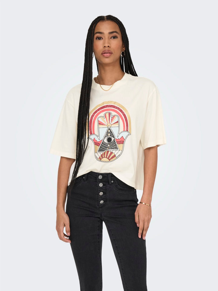 Jdycarla S/s Washed Print Top Jrs - Off-white