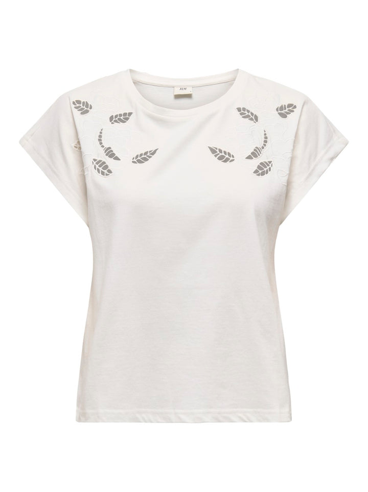 Jdyrose Ss O-neck Emb Top - Off-white