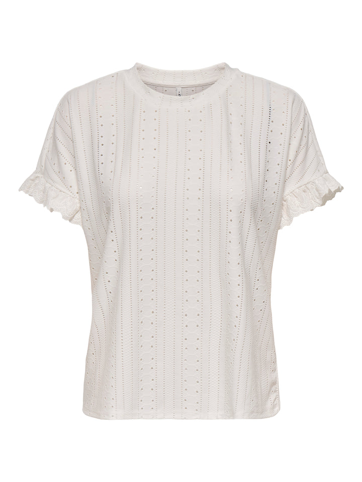 Onlsmilla S/s Frill Mix Top Cs Jrs - Off-white