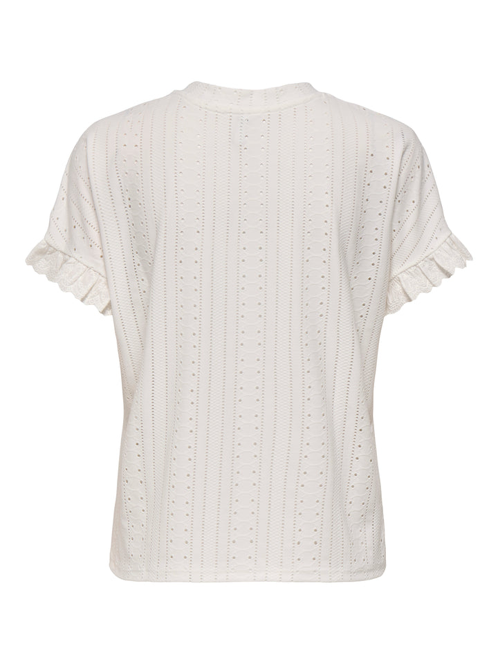 Onlsmilla S/s Frill Mix Top Cs Jrs - Off-white