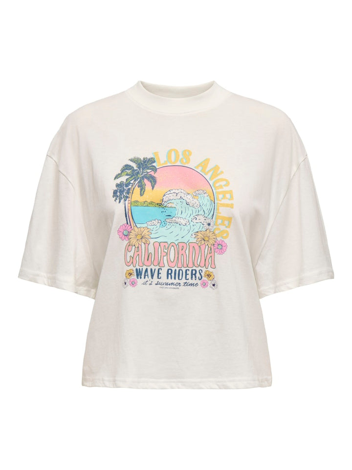 Jdybena Ss Loose Fit Print Top - Off-white