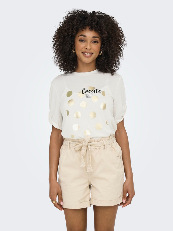 Onlfree Life S/s Create Top Box Jrs - Off-white