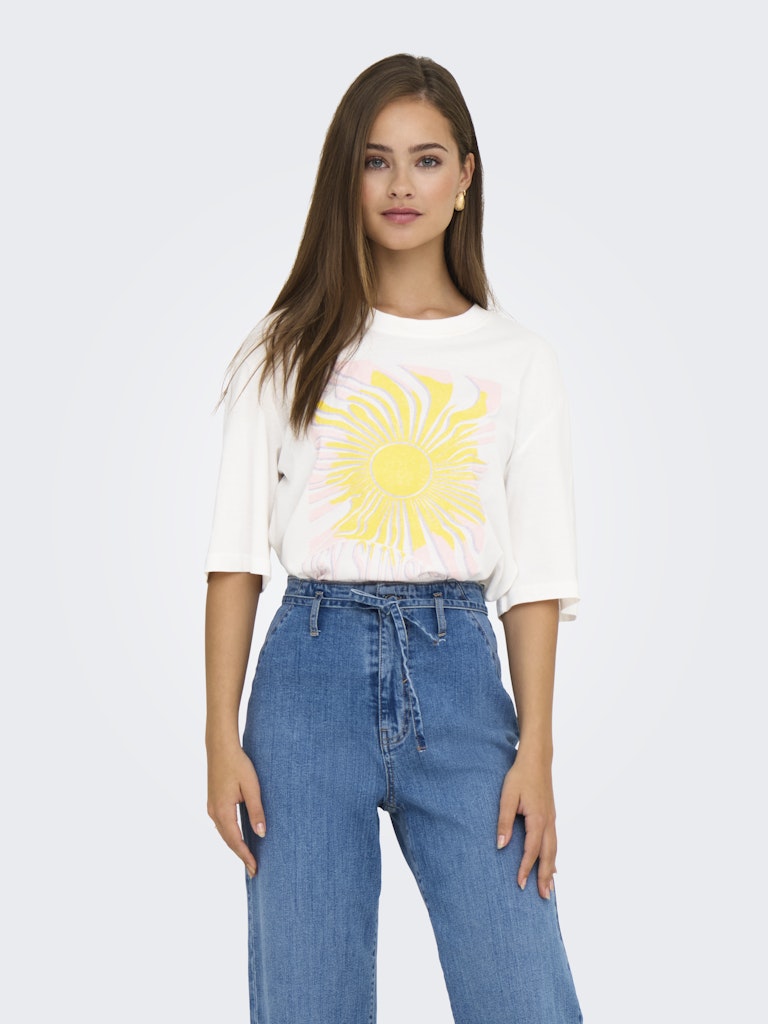 Jdybena Ss Loose Fit Print Top - Off-white