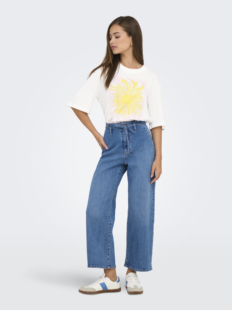 Jdybena Ss Loose Fit Print Top - Off-white