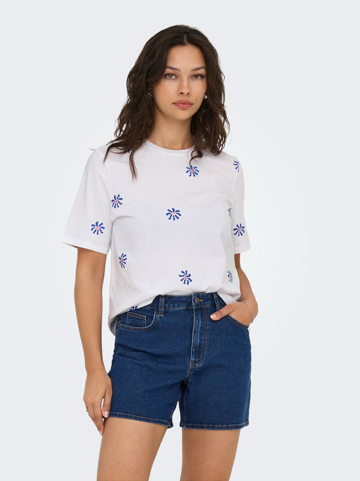 Onlrita S/s Flower Top Box Jrs - Off-white