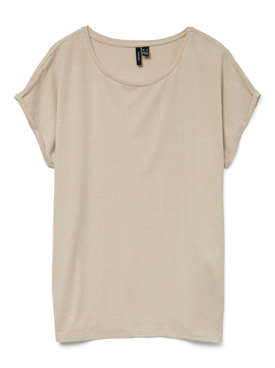 Vmlava Glitter Ss Top Stripe Ga Jrs - Zand Dessin