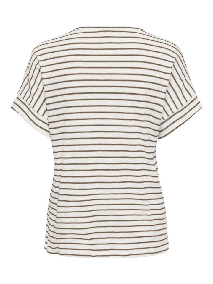 Onliben S/s Moster V-neck Glitter T - Ecru Dessin