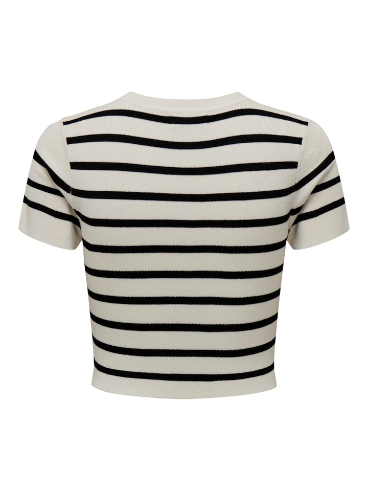 Jdycirkeline Ss Crop Top - Ecru Dessin