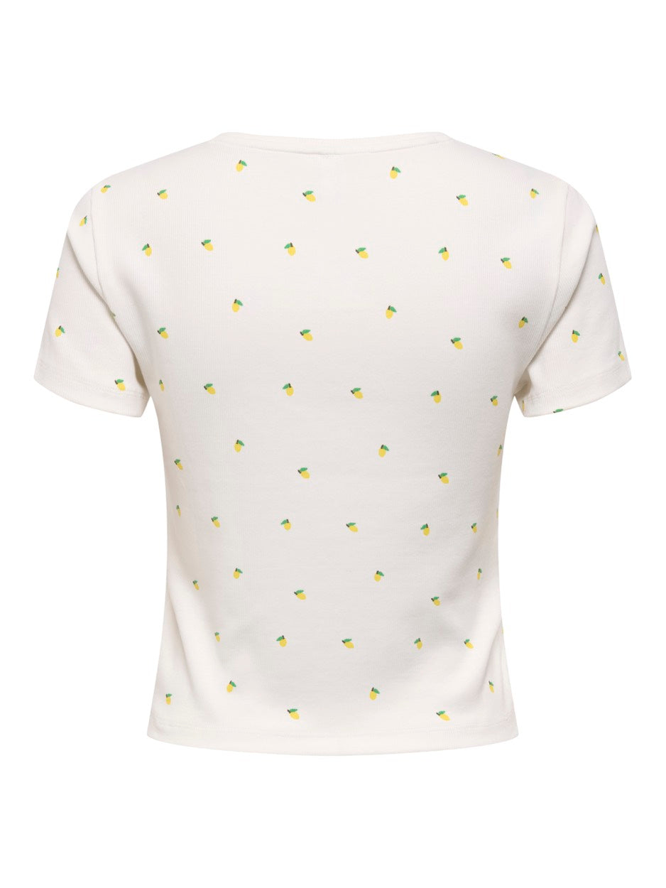 Onlfenja Life Ss Aop Top Jrs Noos - Wit Dessin