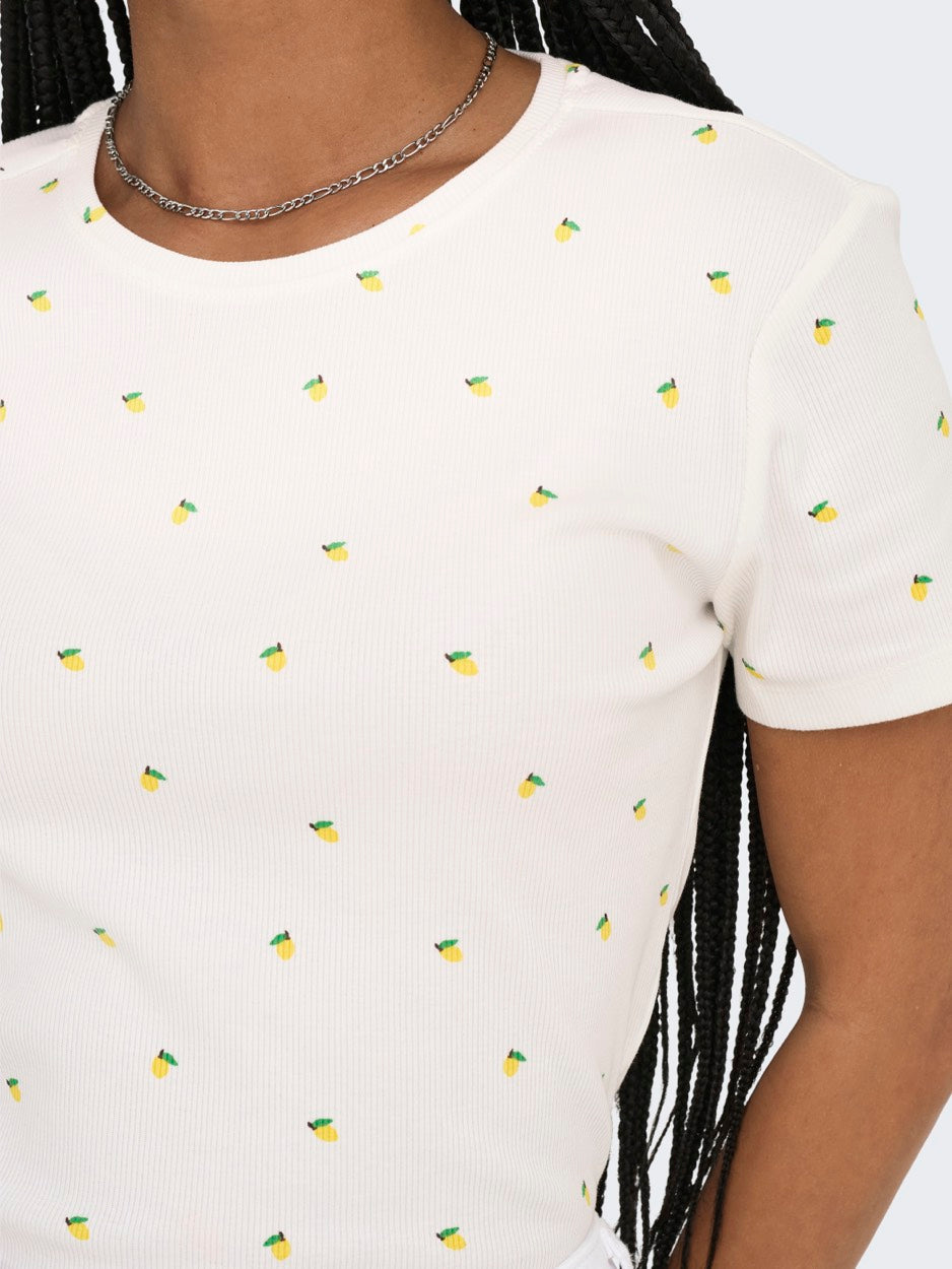 Onlfenja Life Ss Aop Top Jrs Noos - Wit Dessin