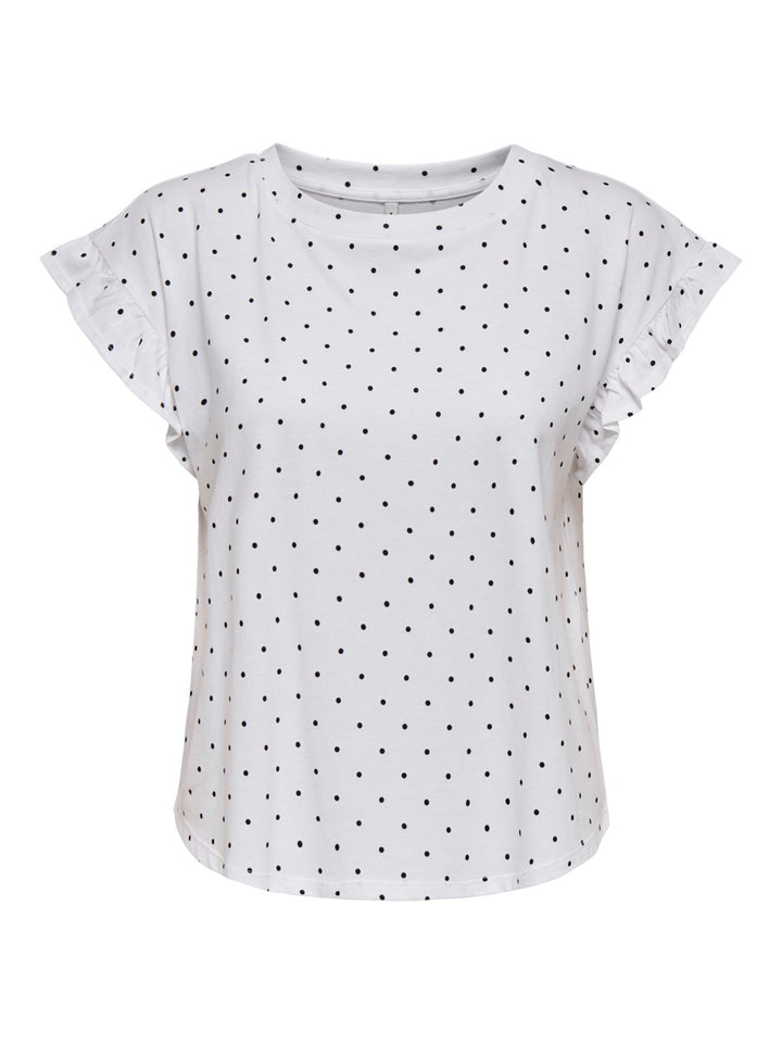 Onlgrape S/s Frill O-neck Top Jrs - Wit Dessin