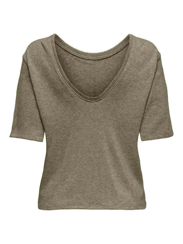 Onlfalka 2/4 Glitter Top Cc Jrs - Kaki