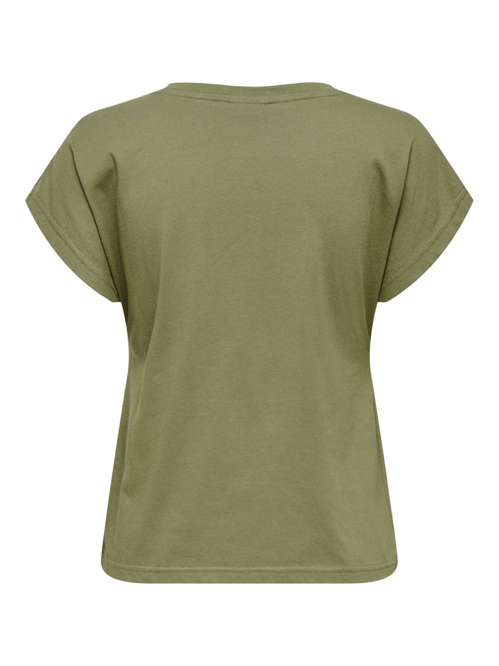 Jdyrose Ss O-neck Emb Top - Army