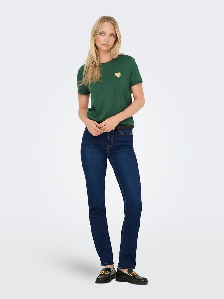 Onlkita Life S/s Top Noos - Donkergroen