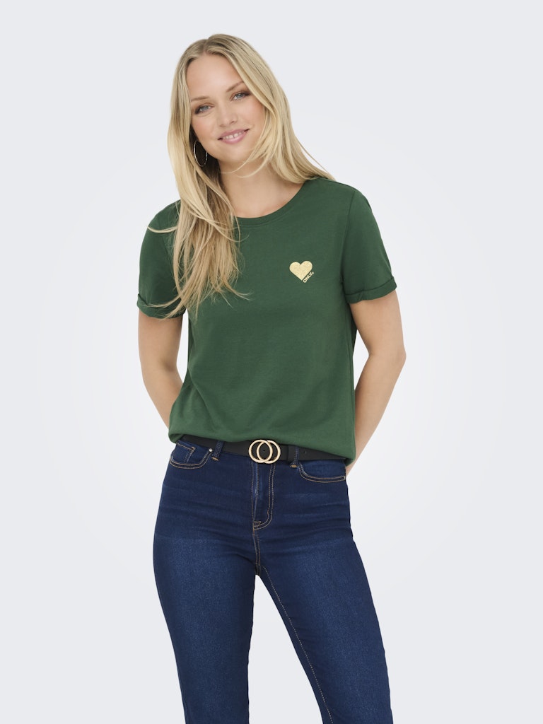 Onlkita Life S/s Top Noos - Donkergroen