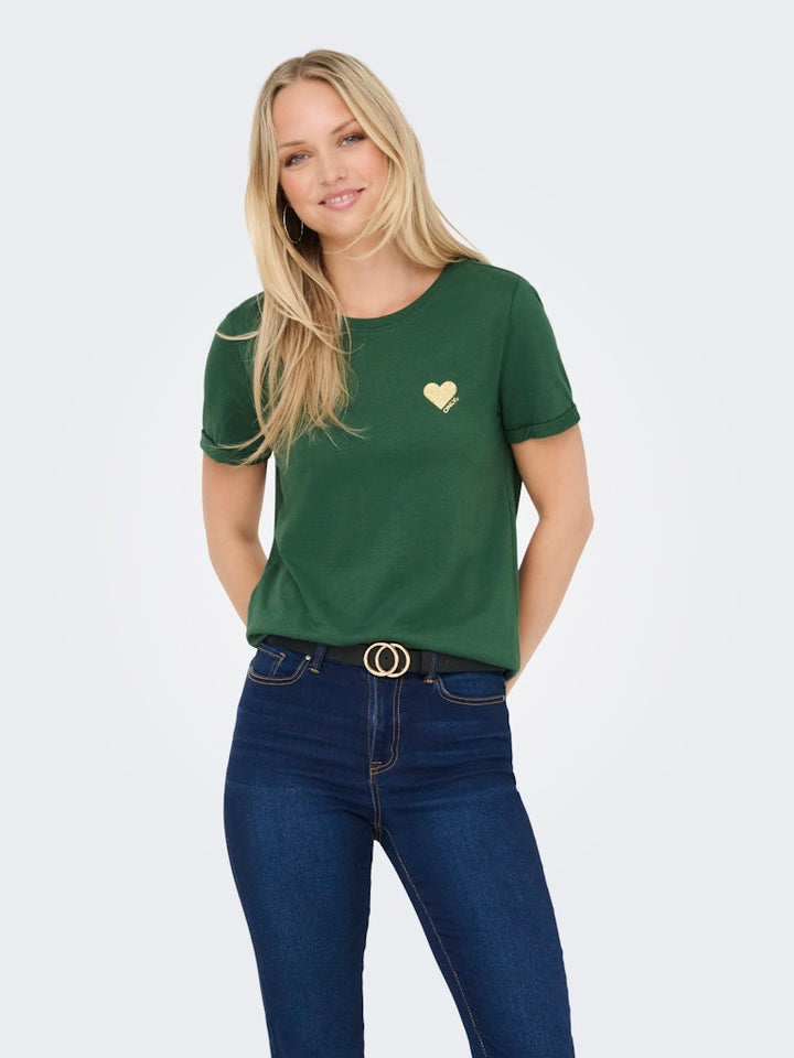 Onlkita Life S/s Top Noos - Donkergroen