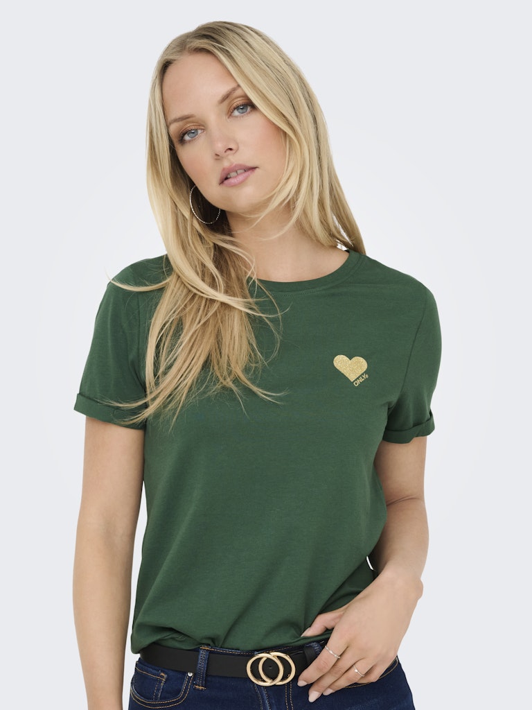 Onlkita Life S/s Top Noos - Donkergroen