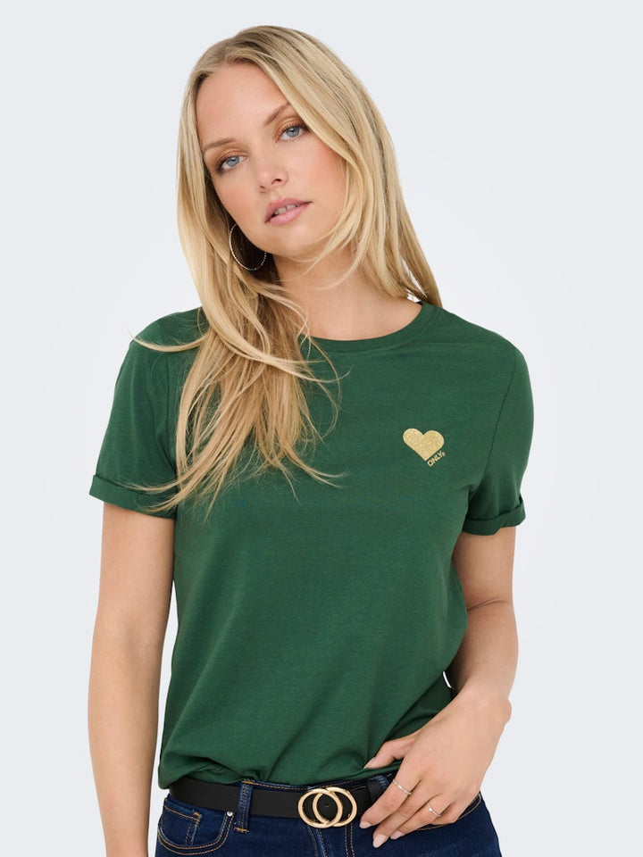 Onlkita Life S/s Top Noos - Donkergroen