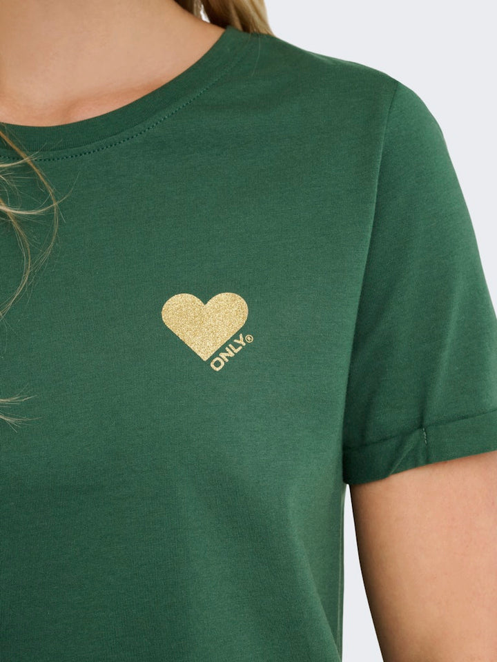 Onlkita Life S/s Top Noos - Donkergroen