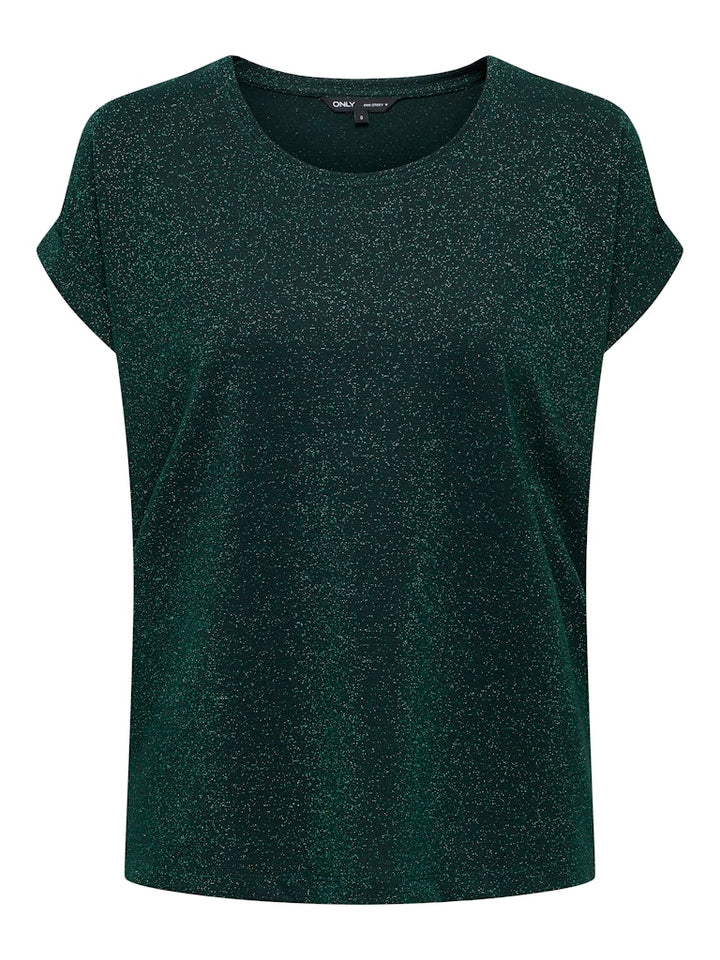 Onlmoster Glitter S/s Top Jrs - Donkergroen