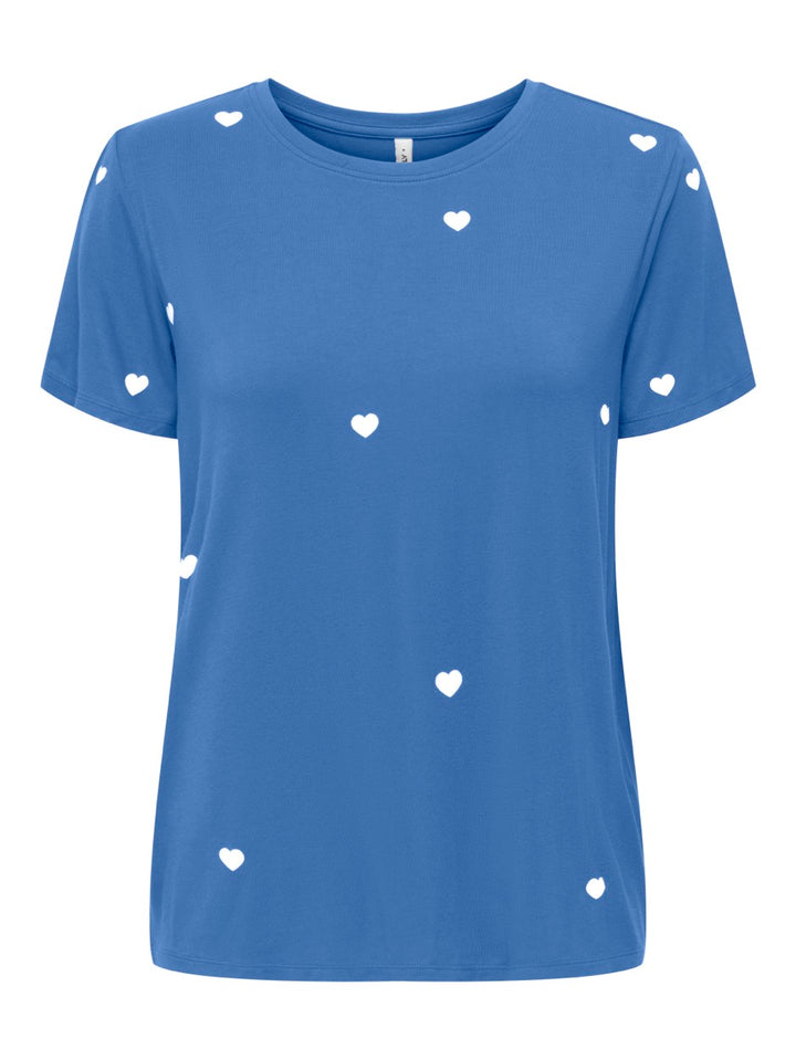 Onlkarli S/s Reg O-neck Heart Top Cs Jrs - Kobalt