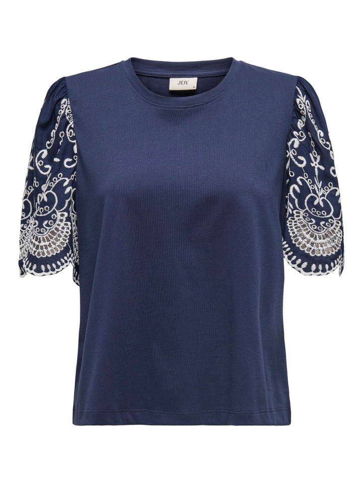 Jdyoma Broderie Anglaise Top Jrs - Navy