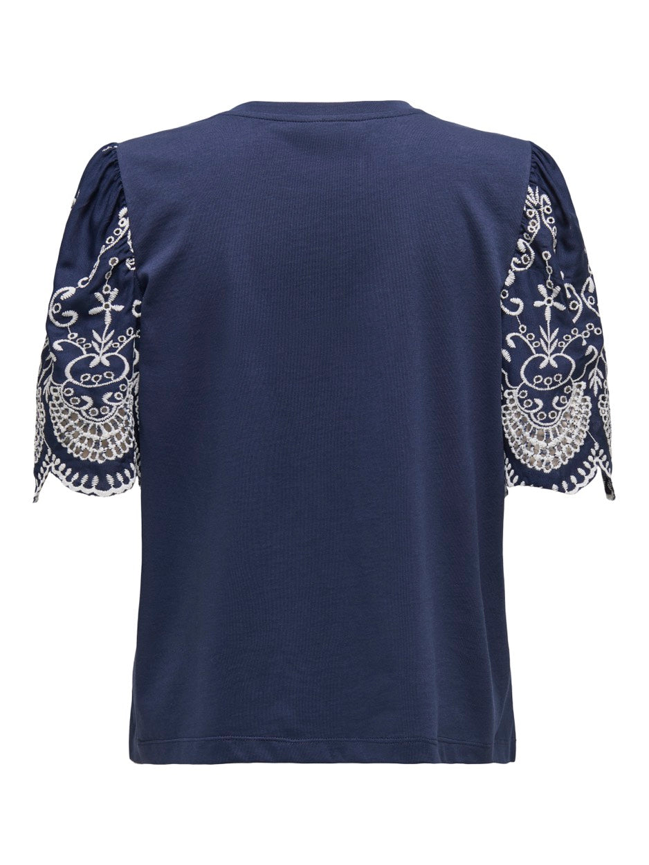 Jdyoma Broderie Anglaise Top Jrs - Navy