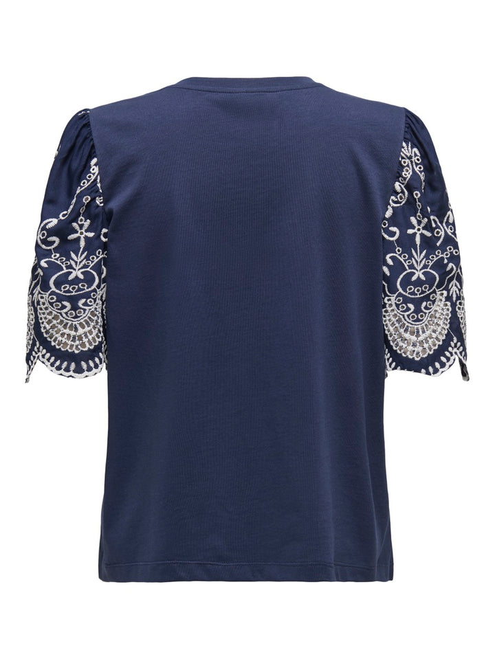 Jdyoma Broderie Anglaise Top Jrs - Navy