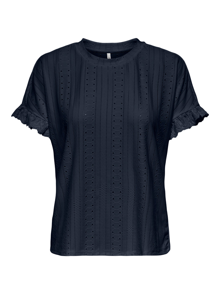 Onlsmilla S/s Frill Mix Top Cs Jrs - Navy