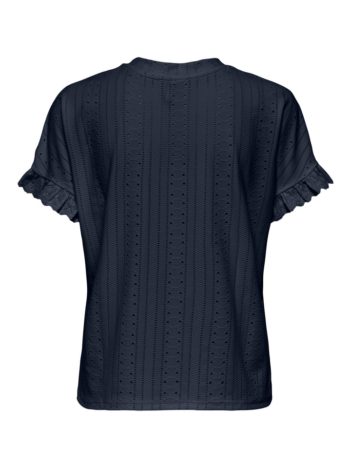 Onlsmilla S/s Frill Mix Top Cs Jrs - Navy