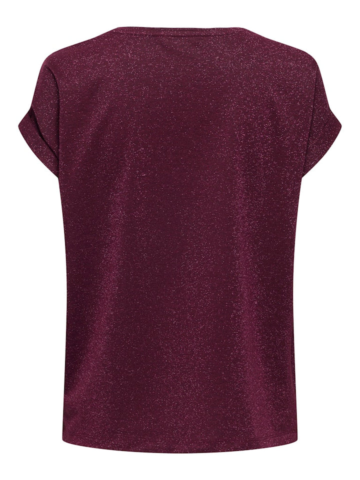 Onlmoster Glitter S/s Top Jrs - Wijnrood