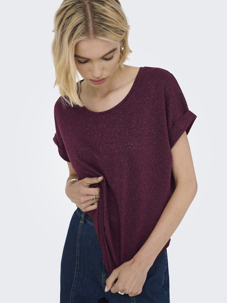 Onlmoster Glitter S/s Top Jrs - Wijnrood