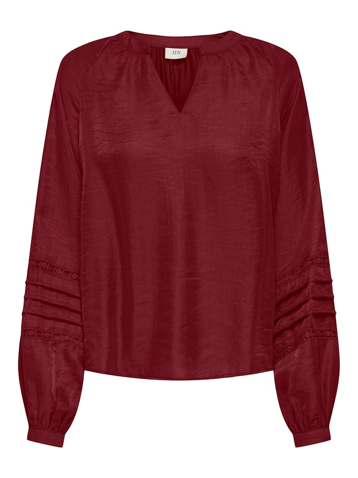 Jdysully L/s Lace Top Wvn - Bordeaux