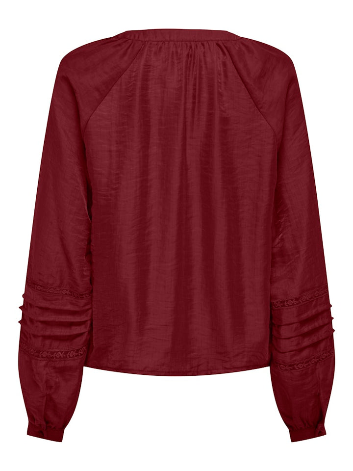 Jdysully L/s Lace Top Wvn - Bordeaux