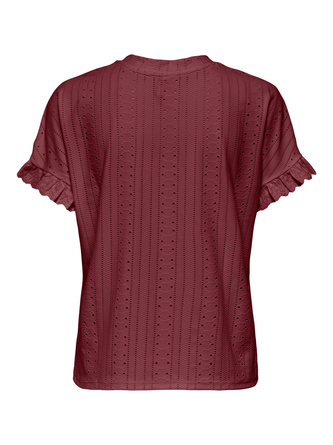 Onlsmilla S/s Frill Mix Top Cs Jrs - Bordeaux