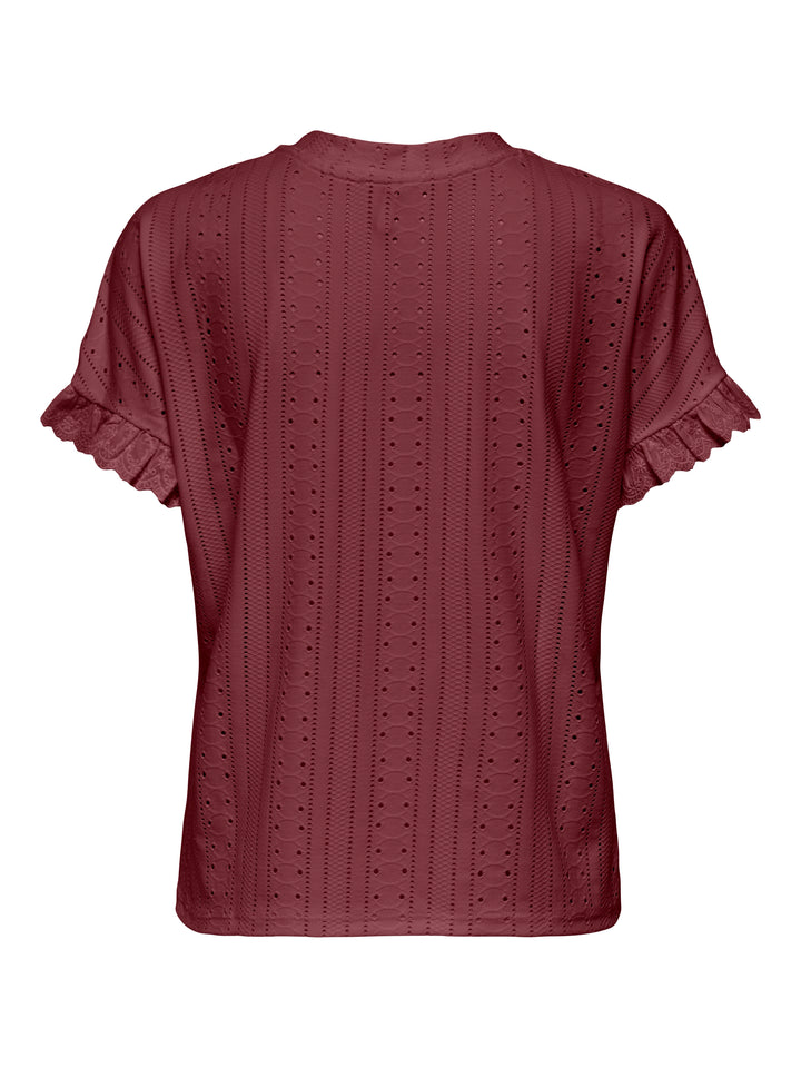 Onlsmilla S/s Frill Mix Top Cs Jrs - Bordeaux