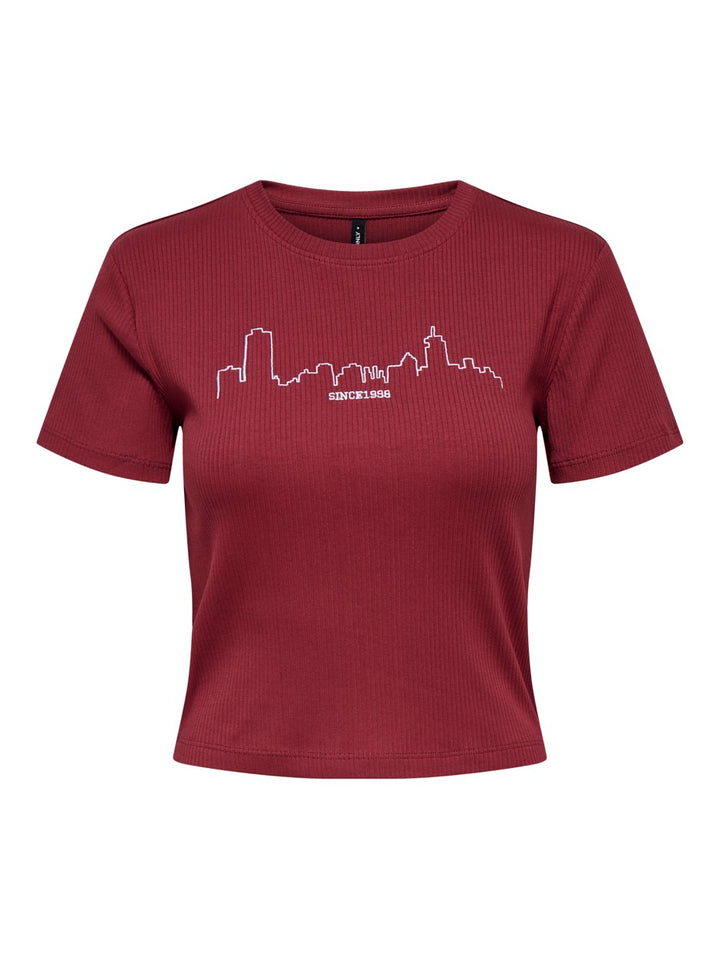 Onlvela Life S/s Short Emb. Tee Box Jrs - Bordeaux
