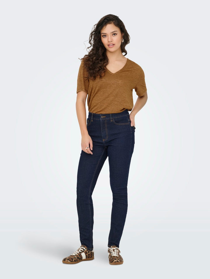 Jdycamille S/s V-neck Glitter Top J - Camel